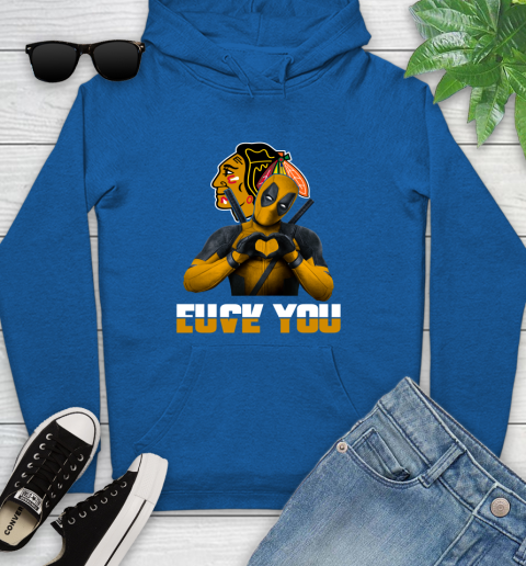 NHL Chicago Blackhawks Deadpool Love You Fuck You Hockey Sports Youth Hoodie 11