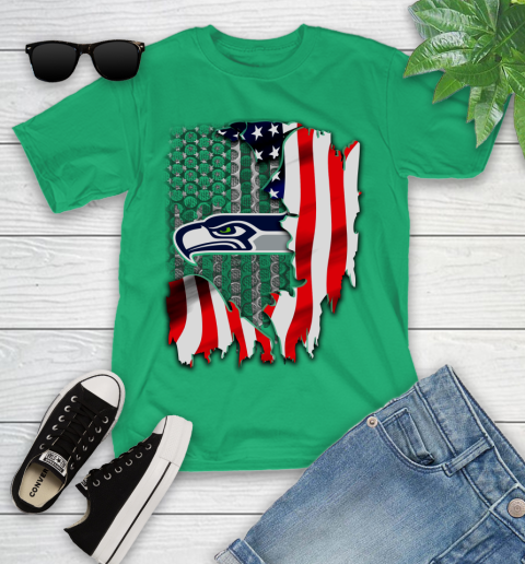 Seattle Seahawks NFL Football American Flag Youth T-Shirt 8