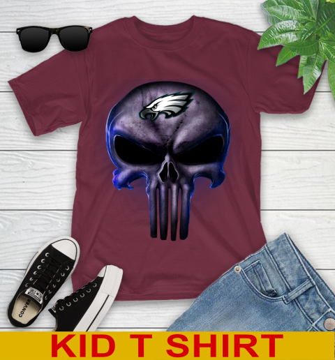Philadelphia Eagles NFL Football Punisher Skull Sports Youth T-Shirt 5