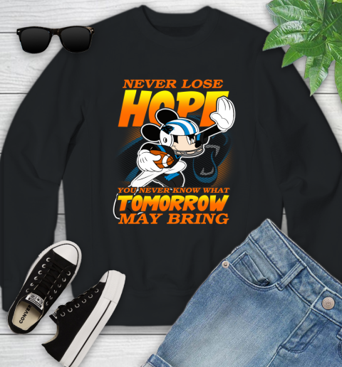 Carolina Panthers NFL Football Mickey Disney Never Lose Hope Youth Sweatshirt
