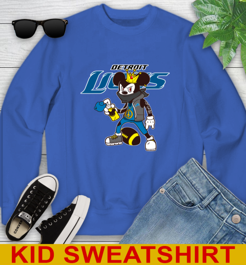 Detroit Lions NFL Football Mickey Peace Sign Sports Youth Sweatshirt 7