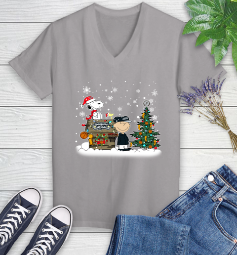 San Antonio Spurs NBA Basketball Christmas The Peanuts Movie Snoopy Championship Women's V-Neck T-Shirt 4