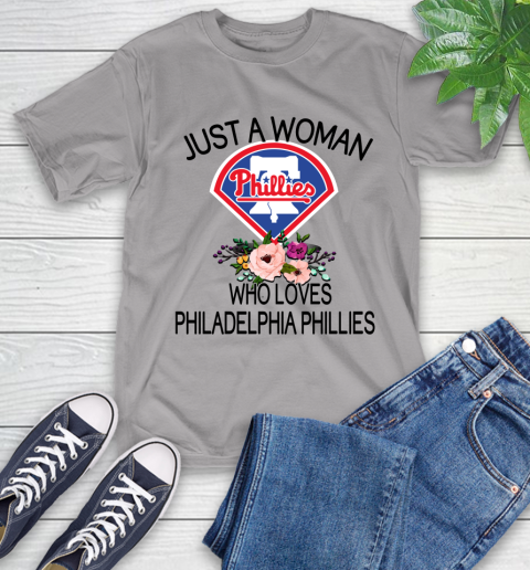 MLB Just A Woman Who Loves Philadelphia Phillies Baseball Sports T-Shirt 4