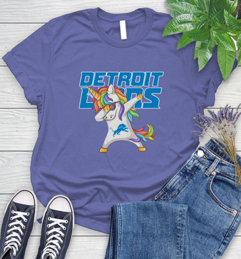 Detroit Lions NFL Football Funny Unicorn Dabbing Sports Women's T-Shirt 11