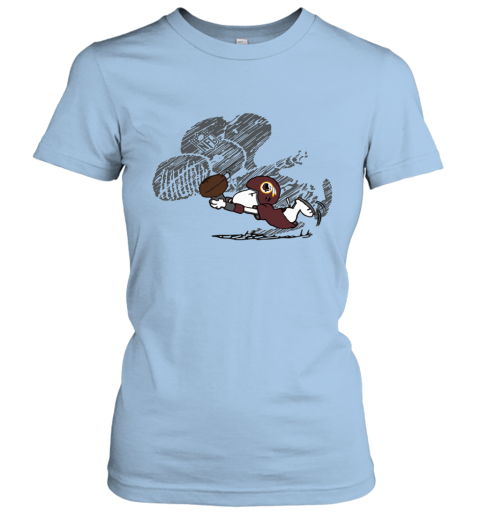 tcep washington redskins snoopy plays the football game ladies t shirt 20 front light blue