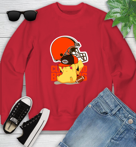 NFL Pikachu Football Sports Cleveland Browns Youth Sweatshirt 9