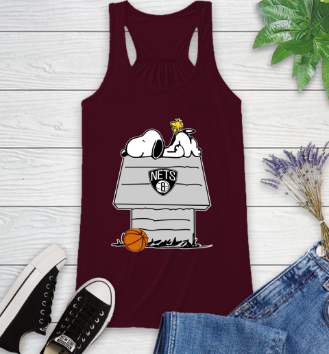 Brooklyn Nets NBA Basketball Snoopy Woodstock The Peanuts Movie Racerback Tank 3