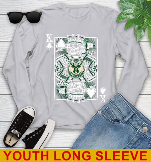 Milwaukee Bucks NBA Basketball The King Of Spades Death Cards Shirt Youth Long Sleeve 5