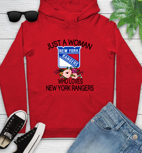 NHL Just A Woman Who Loves New York Rangers Hockey Sports Youth Hoodie 7