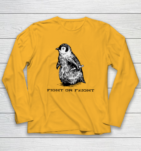 Fight Or Flight Funny Penguin Pun Long Sleeve T-Shirt - Image 3