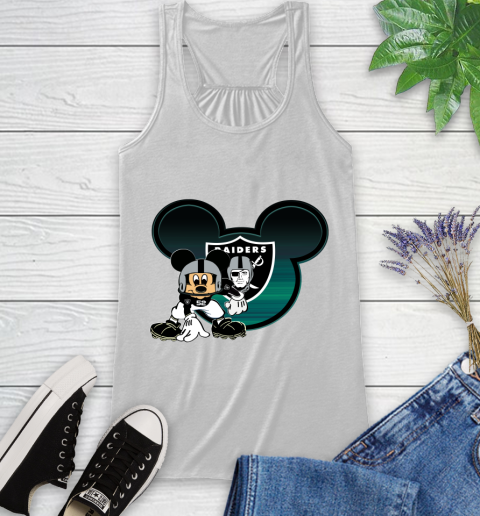 NFL Oakland Raiders Mickey Mouse Disney Football T Shirt Racerback Tank