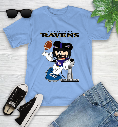 NFL Baltimore Ravens Mickey Mouse Disney Super Bowl Football T Shirt Youth T-Shirt 11