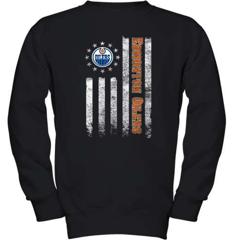 NHL American Flag Hockey Sports Edmonton Oilers Youth Sweatshirt