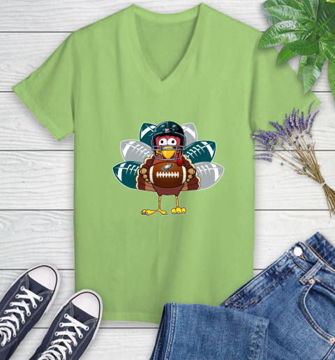 Philadelphia Eagles Turkey Thanksgiving Day Women's V-Neck T-Shirt 11