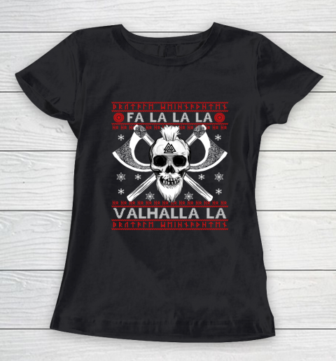 Ugly Christmas Sweater Fa La La Valhalla Viking Women's T-Shirt