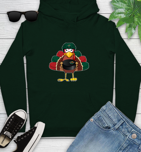Minnesota Wild Turkey Thanksgiving Day Youth Hoodie 13