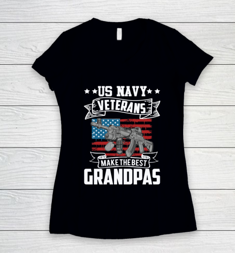 Veteran Shirt Us Navy Veterans Make the Best Grandpas Women's V-Neck T-Shirt