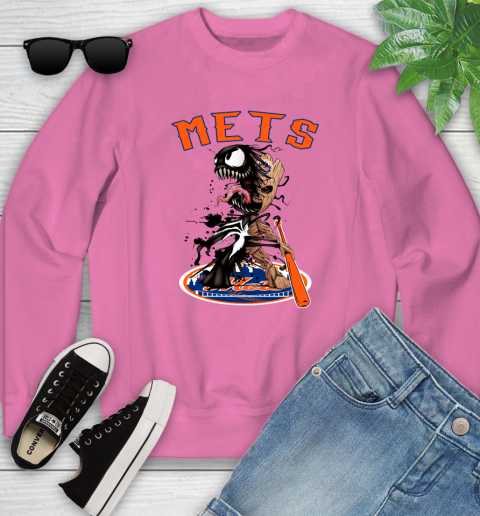 MLB New York Mets Baseball Venom Groot Guardians Of The Galaxy Youth Sweatshirt 7