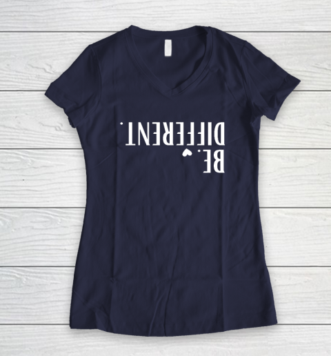 Funny Upside Down Be Different Women's V-Neck T-Shirt 7