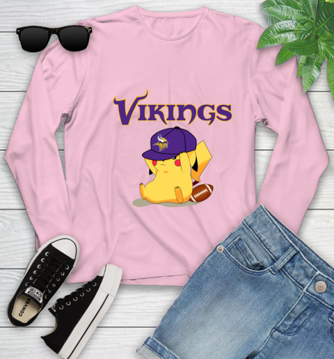 NFL Pikachu Football Sports Minnesota Vikings Youth Long Sleeve 10