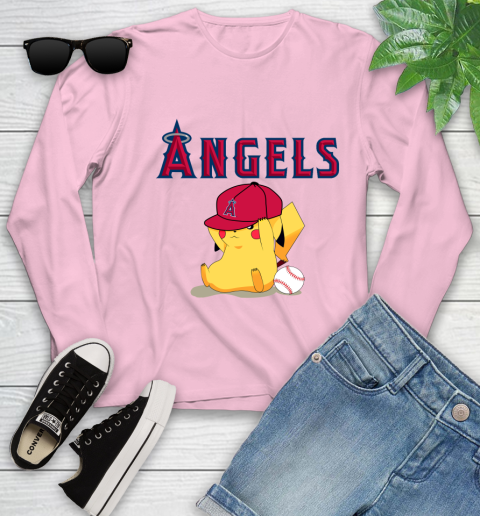 MLB Pikachu Baseball Sports Los Angeles Angels Youth Long Sleeve 10