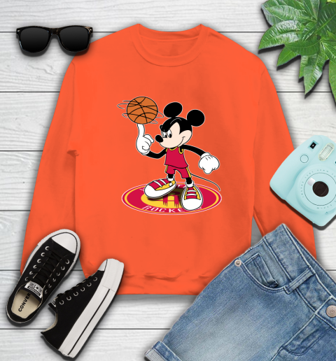 NBA Basketball Houston Rockets Cheerful Mickey Disney Shirt Sweatshirt 4