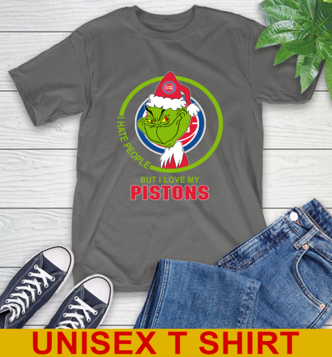 Detroit Pistons NBA Christmas Grinch I Hate People But I Love My Favorite Basketball Team T-Shirt 8