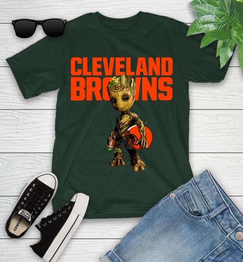 Cleveland Browns NFL Football Groot Marvel Guardians Of The Galaxy Youth T-Shirt 5