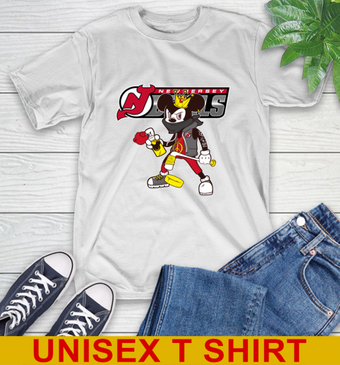 New Jersey Devils NHL Hockey Mickey Peace Sign Sports T-Shirt