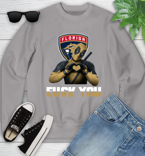 NHL Florida Panthers Deadpool Love You Fuck You Hockey Sports Youth Sweatshirt 3