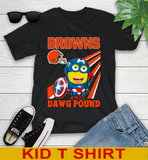 NFL Football Cleveland Browns Captain America Marvel Avengers Minion Shirt Youth T-Shirt
