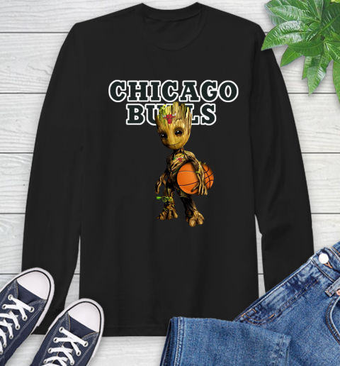Chicago Bulls NBA Basketball Groot Marvel Guardians Of The Galaxy Long Sleeve T-Shirt 2