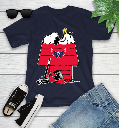 Washington Capitals NHL Hockey Snoopy Woodstock The Peanuts Movie Youth T-Shirt 3