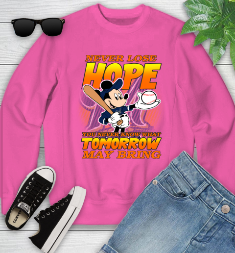 Milwaukee Brewers MLB Baseball Mickey Disney Never Lose Hope Youth Sweatshirt 6