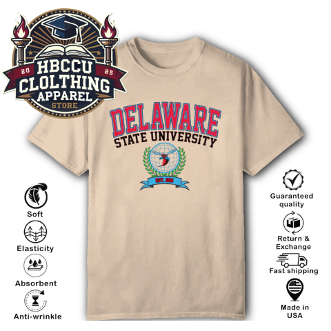 Delaware State University Pirate DSU HBCU T-Shirt 0v2g delaware state university pirate dsu hbcu classic t shirt 2 front natural HBCU Clothing Apparel