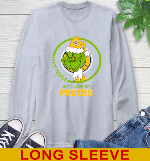 Indiana Pacers NBA Christmas Grinch I Hate People But I Love My Favorite Basketball Team Long Sleeve T-Shirt 6