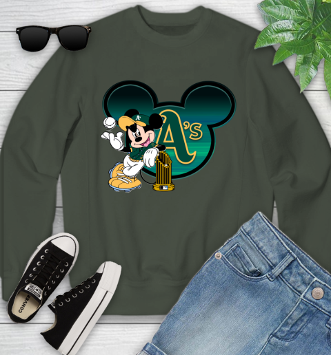 MLB Oakland Athletics The Commissioner's Trophy Mickey Mouse Disney Youth Sweatshirt 10