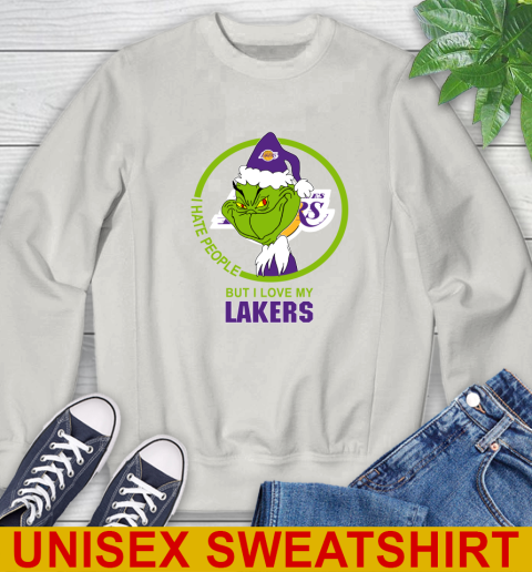 Los Angeles Lakers NBA Christmas Grinch I Hate People But I Love My Favorite Basketball Team Sweatshirt 12