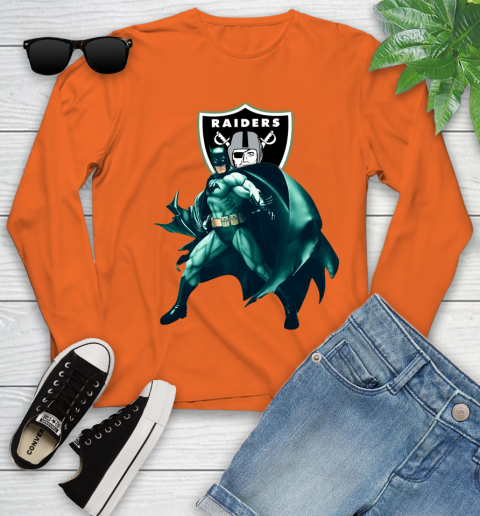 NFL Batman Football Sports Oakland Raiders Youth Long Sleeve 4