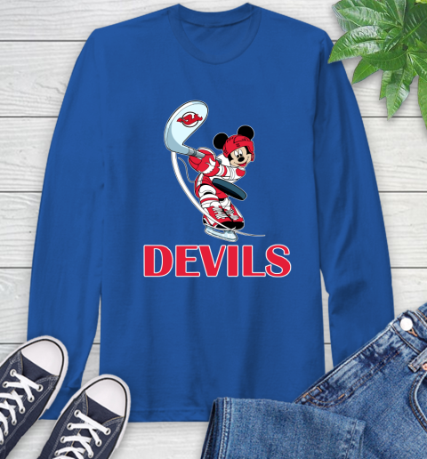 NHL Hockey New Jersey Devils Cheerful Mickey Mouse Shirt Long Sleeve T-Shirt 10