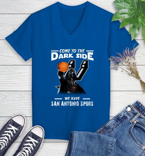 NBA Come To The Dark Side We Have San Antonio Spurs Star Wars Darth Vader Basketball Women's V-Neck T-Shirt 10