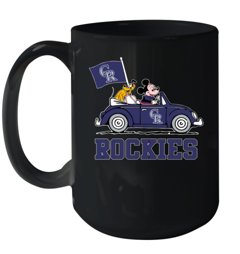 MLB Baseball Colorado Rockies Pluto Mickey Driving Disney Shirt Ceramic Mug 15oz 2