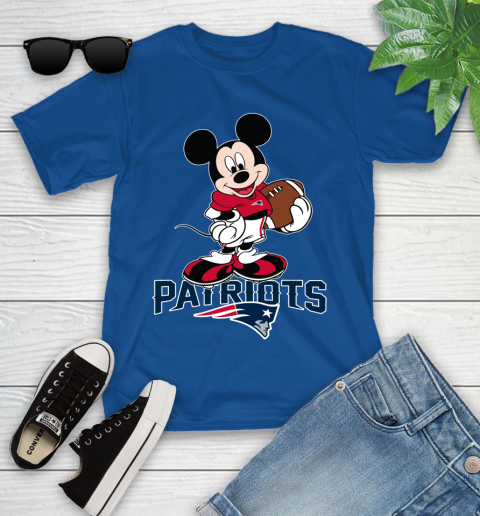NFL Football New England Patriots Cheerful Mickey Mouse Shirt Youth T-Shirt 9