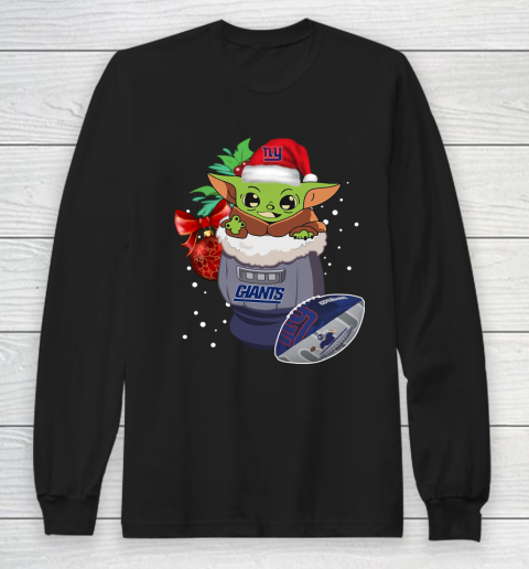New York Giants Christmas Baby Yoda Star Wars Funny Happy NFL Long Sleeve T-Shirt