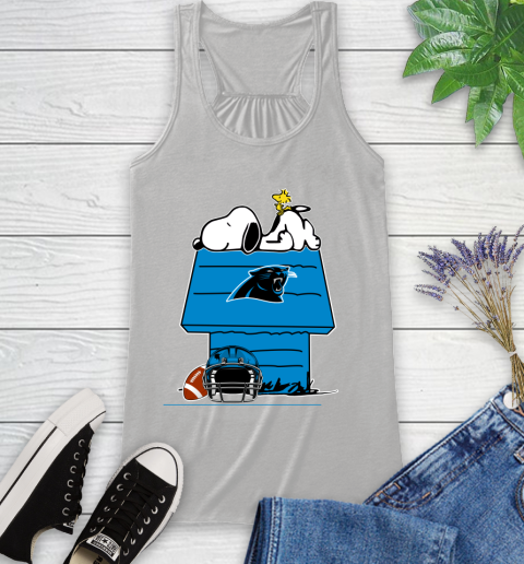 Carolina Panthers NFL Football Snoopy Woodstock The Peanuts Movie Racerback Tank