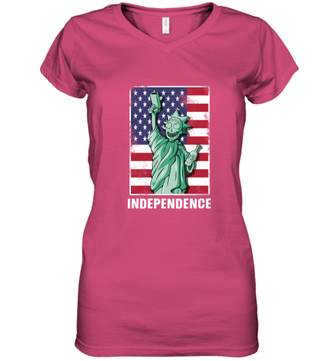 bceu rick and morty statue of liberty independence day 4th of july shirts women v neck t shirt 39 front heliconia