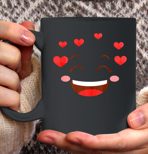 Kids Girls Valentine T Shirt Many Hearts Emoji Design Ceramic Mug 11oz