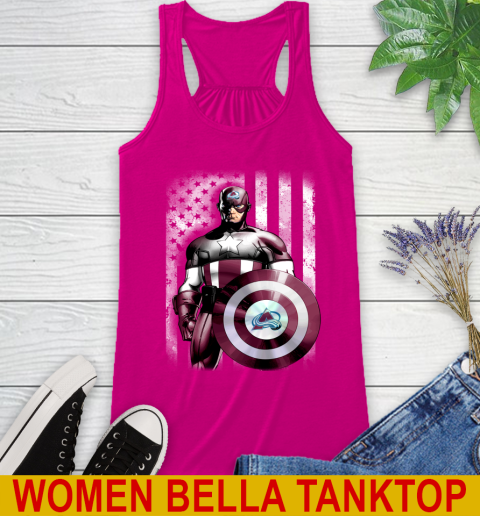 Colorado Avalanche NHL Hockey Captain America Marvel Avengers American Flag Shirt Racerback Tank - Image 7