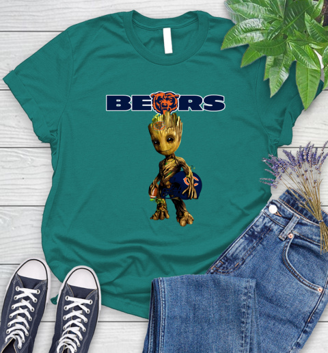 Chicago Bears NFL Football Groot Marvel Guardians Of The Galaxy Women's T-Shirt 12