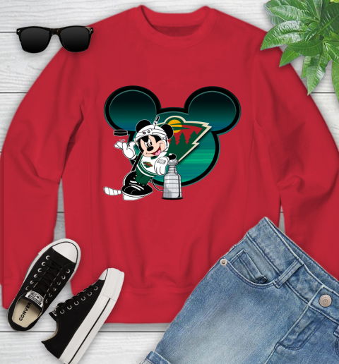 NHL Minnesota Wild Stanley Cup Mickey Mouse Disney Hockey T Shirt Youth Sweatshirt 9